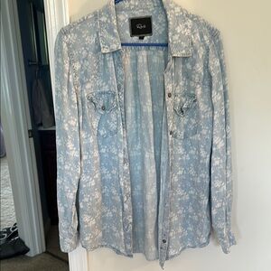 Rails Blue and White Floral Chambray Button Down Shirt